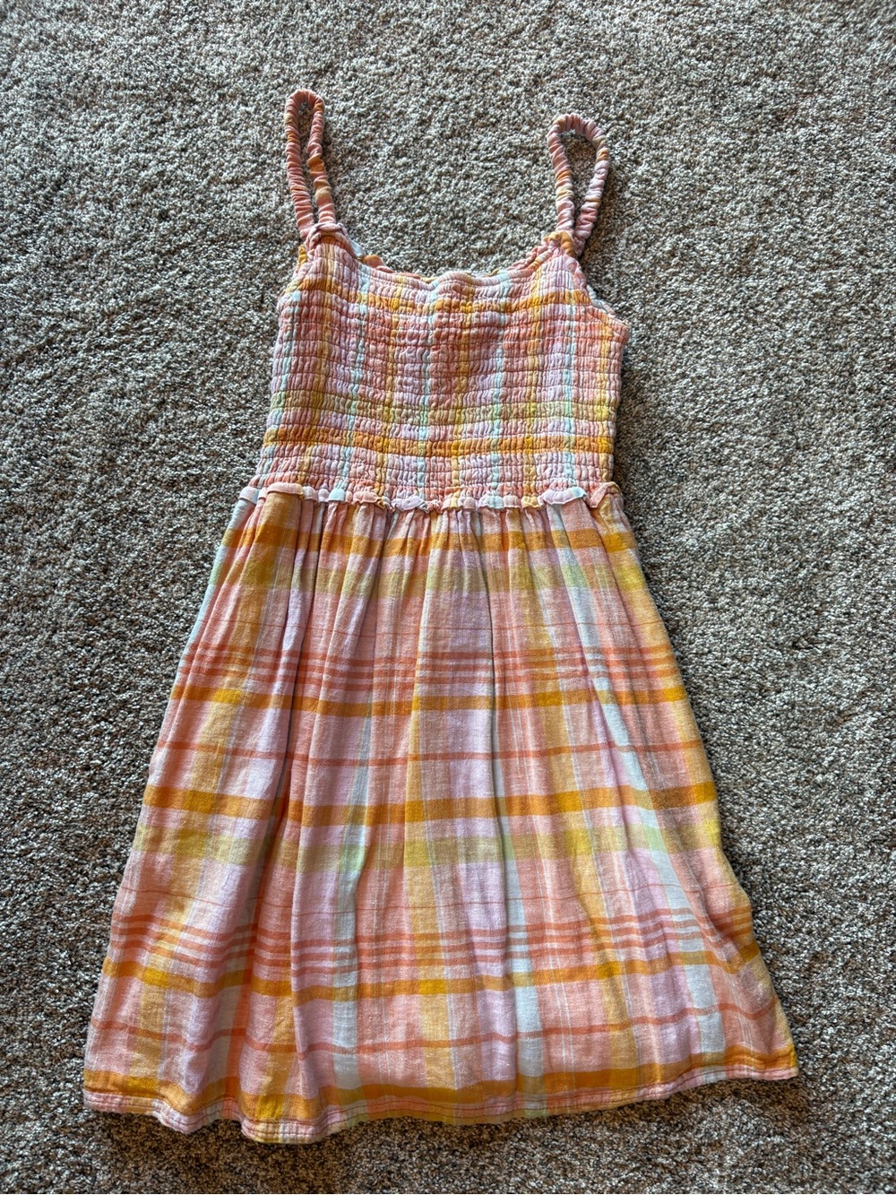 American Eagle Outfitters Pink and Yellow Plaid Girls Sundress